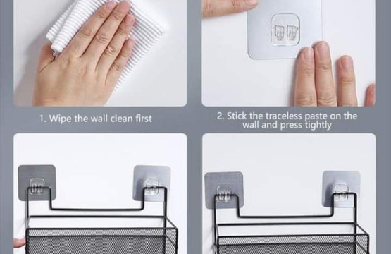 Self-adhesive Wall-Mounted Iron Shelf With Hook - Image 3