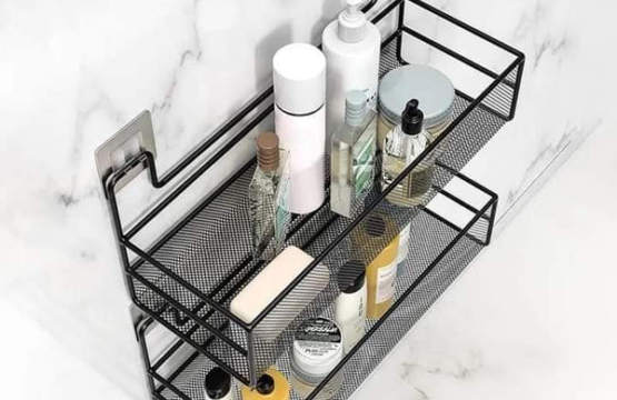 Self-adhesive Wall-Mounted Iron Shelf With Hook - Image 5