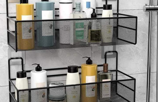 Self-adhesive Wall-Mounted Iron Shelf With Hook - Image 6