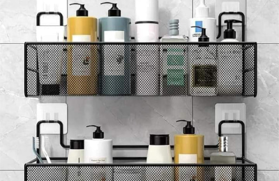 Self-adhesive Wall-Mounted Iron Shelf With Hook - Image 8