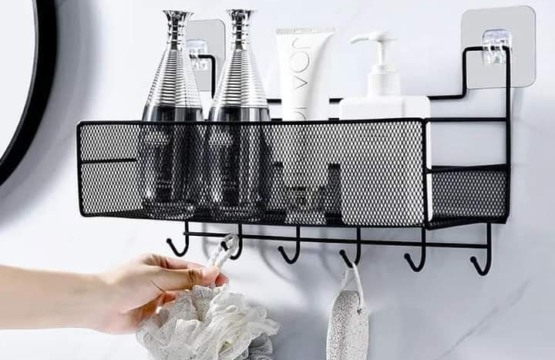 Self-adhesive Wall-Mounted Iron Shelf With Hook
