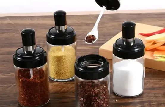 6pcs Rotating Spice Rack Glass