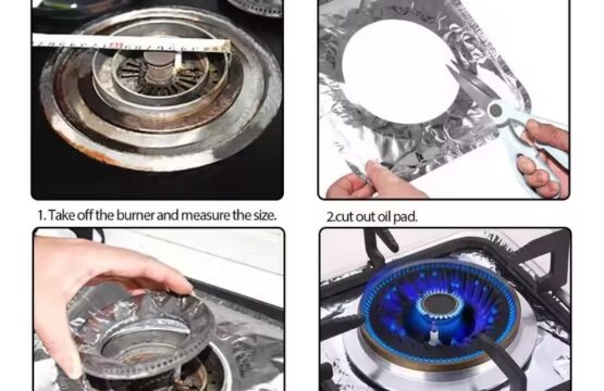 Aluminum Foil Stove Oil Proof Cleaning Pad Covers 10 Pcs - Image 5