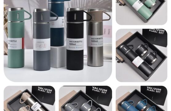 500ml Stainless Steel Vacuum Insulated Bottle With 3 Cups - Image 2