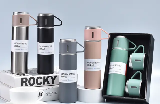 500ml Stainless Steel Vacuum Insulated Bottle With 3 Cups