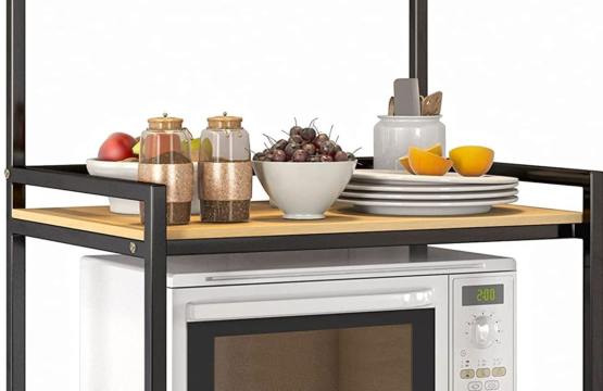 2 Tier Wood & Metal Microwave Stand - Image 4