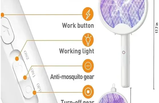 Foldable Mosquito Racket 3 in 1 USB Electric Insect Killer - Image 5