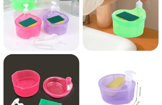 Elegant Liquid Soap Dispenser Set with Sink Organizer Pump Foaming Hand Press Dispenser and Sponge Caddy for Kitchen and Bathroom Use - Image 2