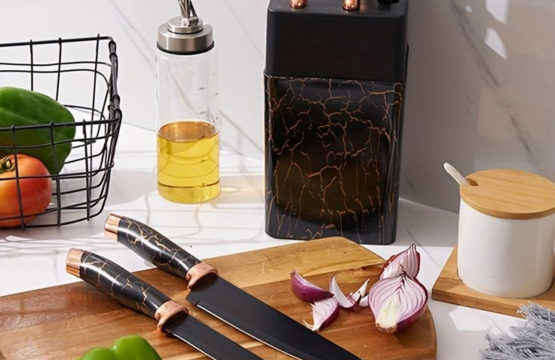 Premium Quality Knife Set With Stand Marbel Coting - Image 3