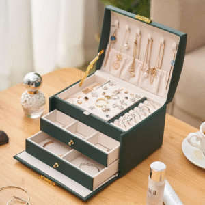 3-Piece PU Leather Jewelry Box Set with Key Lock