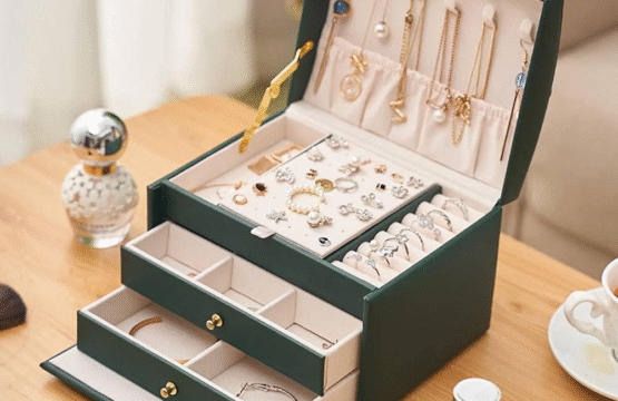 3-Piece PU Leather Jewelry Box Set with Key Lock