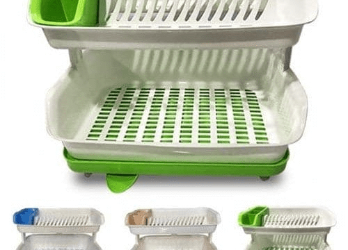 Kitchen Master Double Layer Dish Rack - Portable Utensils Organizer, Stackable Dish Drying Rack, Multi-Purpose Tableware Storage, Dinnerware Organizer