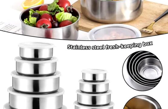 Stainless Steel Food Storage & Mixing Bowl Set – 5 Pcs with Airtight Lids, Stackable Kitchen Bowls - Image 2