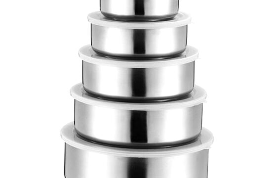 Stainless Steel Food Storage & Mixing Bowl Set – 5 Pcs with Airtight Lids, Stackable Kitchen Bowls - Image 3