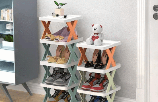 Stackable Multipurpose Foldable Plastic Shoe Organizer Rack X Shape Design - Image 2