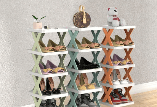 Stackable Multipurpose Foldable Plastic Shoe Organizer Rack X Shape Design - Image 6