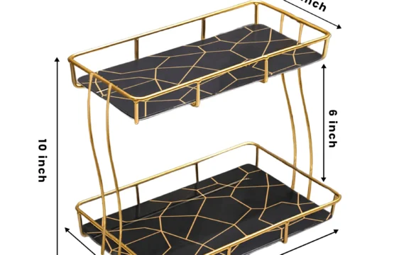2 Tier Rectangular Golden Vanity Stand - Image 9