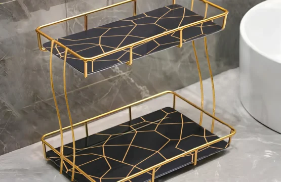 2 Tier Rectangular Golden Vanity Stand - Image 8
