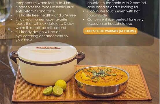 Chef Food Warmer 4000ml Stainless Steel Liner Keeps Roti and Snacks Hot - Image 3