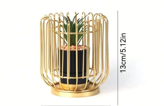Creative geometric d?cor made of golden iron, suitable for tables and artificial plants placed inside pots, as well as decorations for home or office desks. - Image 4