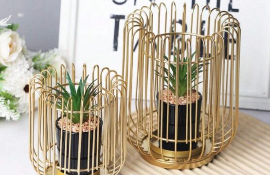 Creative geometric d?cor made of golden iron, suitable for tables and artificial plants placed inside pots, as well as decorations for home or office desks. - Image 7