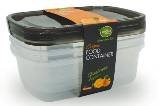 Set of 3 Crisper Food Containers Food Storage Boxes Made from Food Grade Material with Multiple Size Options - Image 2