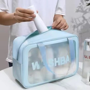 Double Layer Transparent Cosmetic Bag Waterproof PU Large and Medium - Image 3