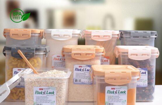 Flick N Lock Airtight Storage Jars Set – 750ml, 1200ml & 1800ml Secure Kitchen Containers