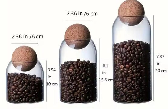 3pcs Glass Storage Jar with Ball Cork Lid Box Packing (Large, Medium and Small) - Image 3