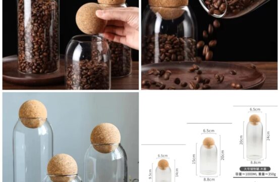 3pcs Glass Storage Jar with Ball Cork Lid Box Packing (Large, Medium and Small) - Image 2