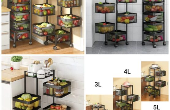 Rotating Square Kitchen Storage Trolly - Image 10