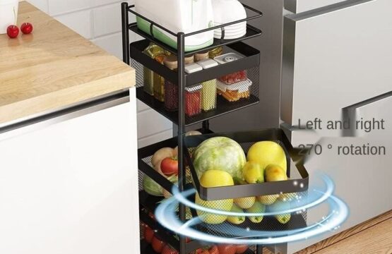 Rotating Square Kitchen Storage Trolly - Image 7
