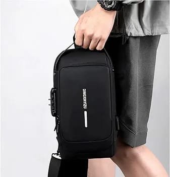 Mens Anti-Theft Sling Bag with USB Port - Image 5