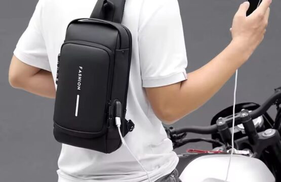 Mens Anti-Theft Sling Bag with USB Port