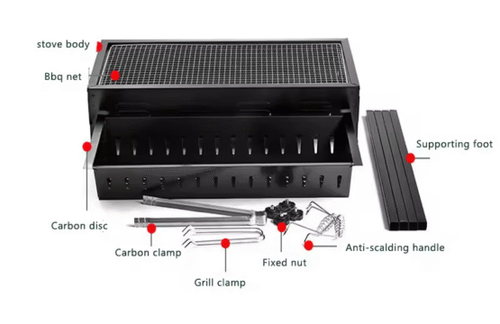 Portable Japanese Barbecue Grill – Stainless Steel, Compact & Adjustable