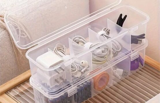 Transparent Storage Box with 5 Compartments Plastic Organizer for Jewelry, Accessories & Small Items - Image 3