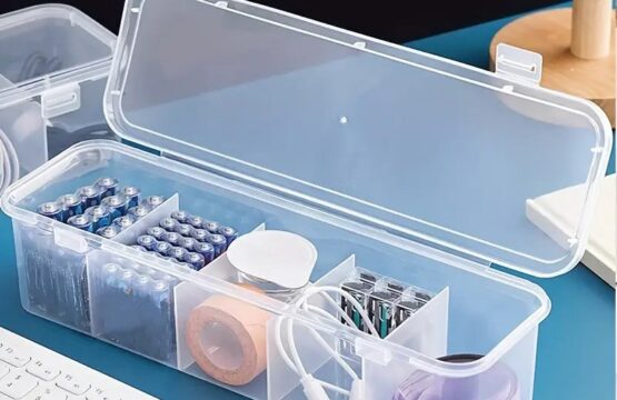 Transparent Storage Box with 5 Compartments Plastic Organizer for Jewelry, Accessories & Small Items
