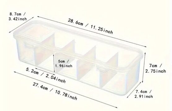 Transparent Storage Box with 5 Compartments Plastic Organizer for Jewelry, Accessories & Small Items - Image 5