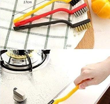Wire Brush Kitchen Cleaning Tools Set of 3 Brass Iron and Nylon Brushes - Image 5