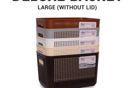 Deluxe Storage Basket with Lid Premium Plastic Organizer for Home and Office - Image 2