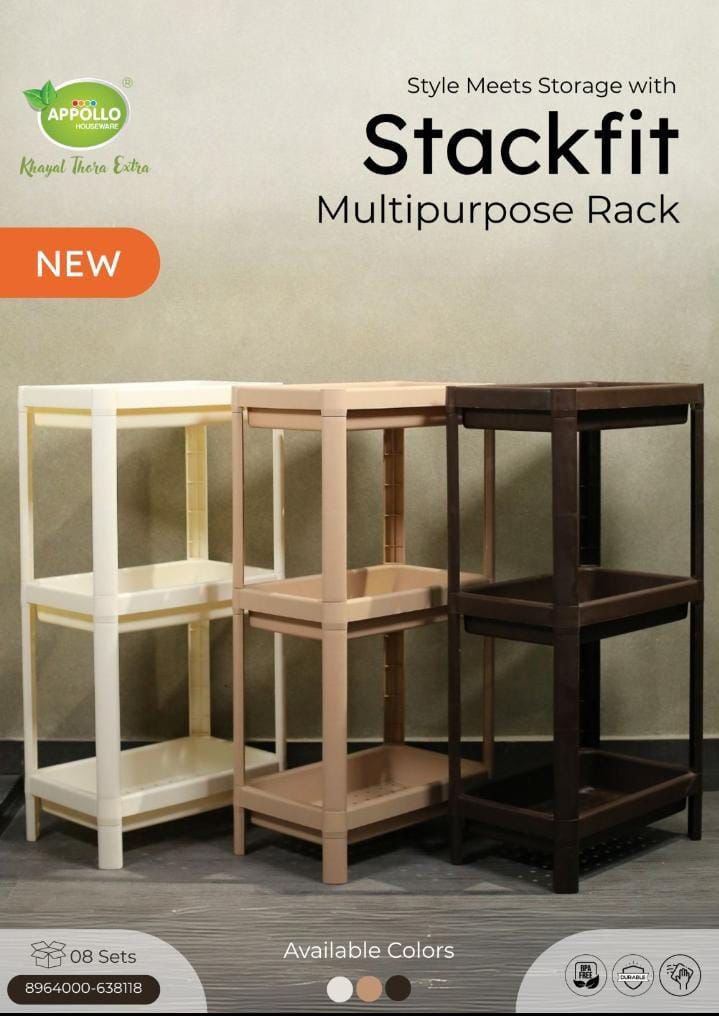 Stack Fit Multi Purpose Rack – 3-Tier with Top Storage Box