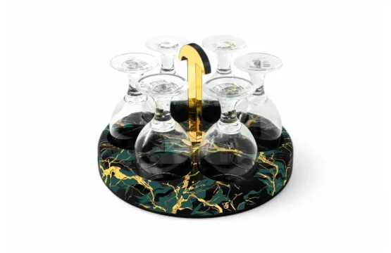 Spin Sip Glass Stand – 360° Rotating Marble Base Glass Holder