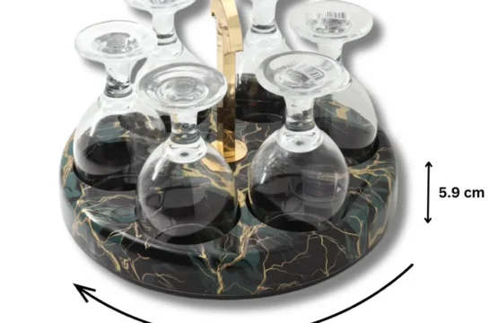 Spin Sip Glass Stand – 360° Rotating Marble Base Glass Holder
