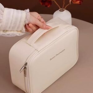 PU Leather Double Layer Makeup Bag Large Capacity Cosmetic Bag Luxury Cosmetics Womens Travel Organizer (Mix/Random colour)