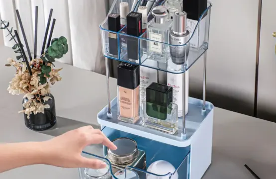Luxury 3-Tier Cosmetic & Skincare Organizer with Dustproof Cover - Image 3