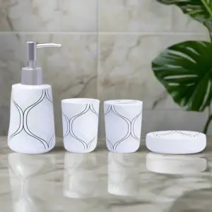 4Pcs Bath Set white ceramic
