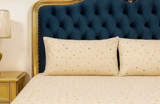 Beige Confetti Bed Sheet Set King Size