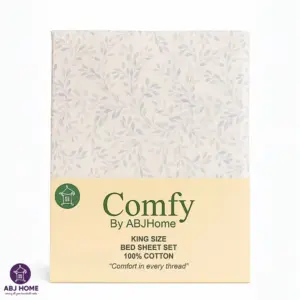 Grey Leaf Bed Sheet Set King Size 100 Cotton Botanical Comfy Bedding by ABJHome
