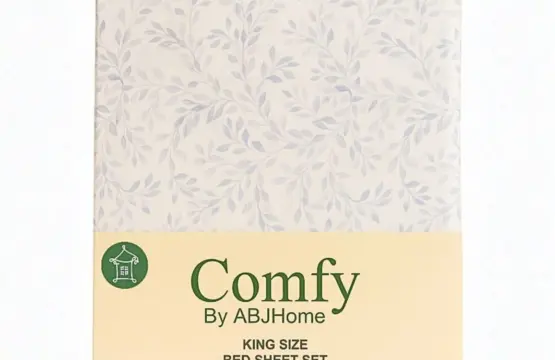 Grey Leaf Bed Sheet Set King Size 100 Cotton Botanical Comfy Bedding by ABJHome