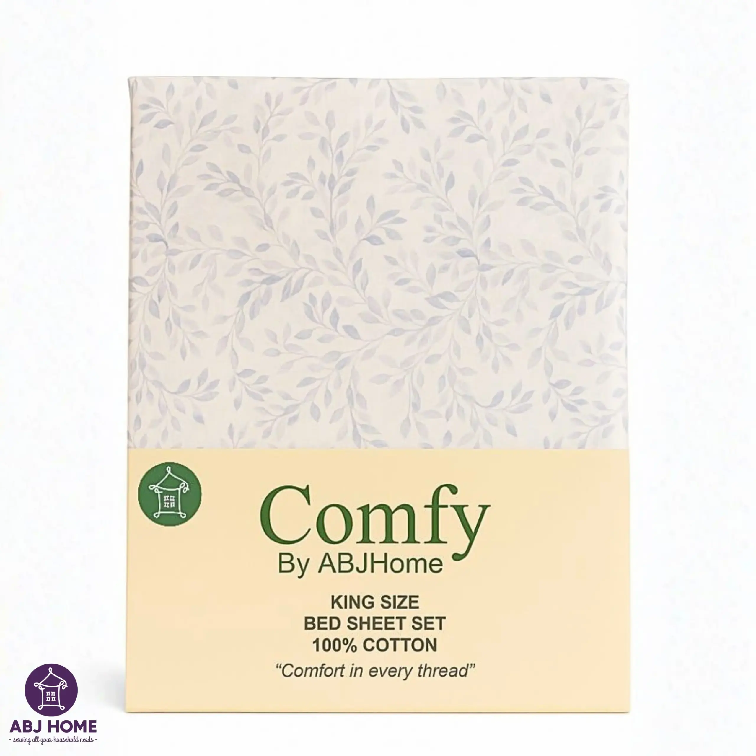 Grey Leaf Bed Sheet Set King Size 100 Cotton Botanical Comfy Bedding by ABJHome